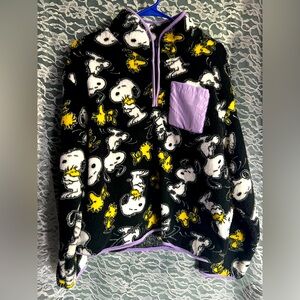 Peanuts Snoopy Fleece Black Sweater Womens Size Small